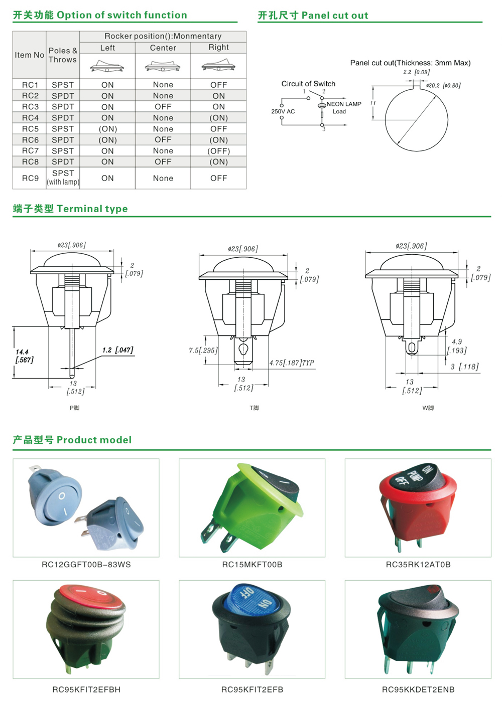 RC系列船型开关（Ф20mm）(图3)