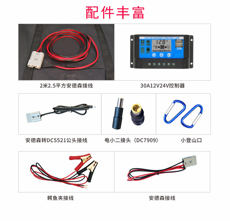 太阳谷100w太阳能折叠包200W300W5V12伏18V24V150W太阳能发电板折叠(图8)